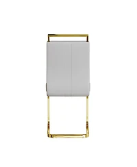 Streamdale Modern Pu Leather Upholstered Dining Chair with Golden Metal Legs (Set of 2)