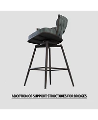 Streamdale Furniture Bar Chair Suede Woven Bar Stool Set of 4,Black legs Barstools No Adjustable Kitchen Island Chairs,360 Swivel Bar Stools Upholster