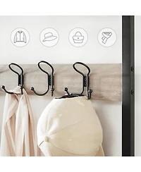 Songmics Home Industrial Style Coat Rack with Shoe Storage, 3-Tier Storage Shelf for Entryway, Greige