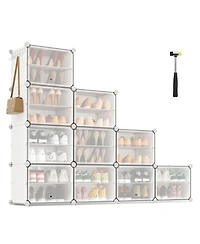 Songmics Home 40 Pair Plastic Shoe Storage Cabinet for Bedroom and Entryway, White