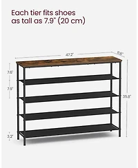Songmics Home Industrial Style 5-Tier Shoe Rack, Organize 20-24 Pairs of Shoes, Brown & Black