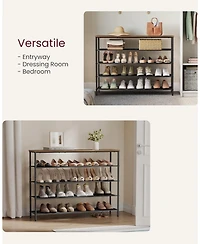 Songmics Home Industrial Style 5-Tier Shoe Rack, Organize 20-24 Pairs of Shoes, Brown & Black