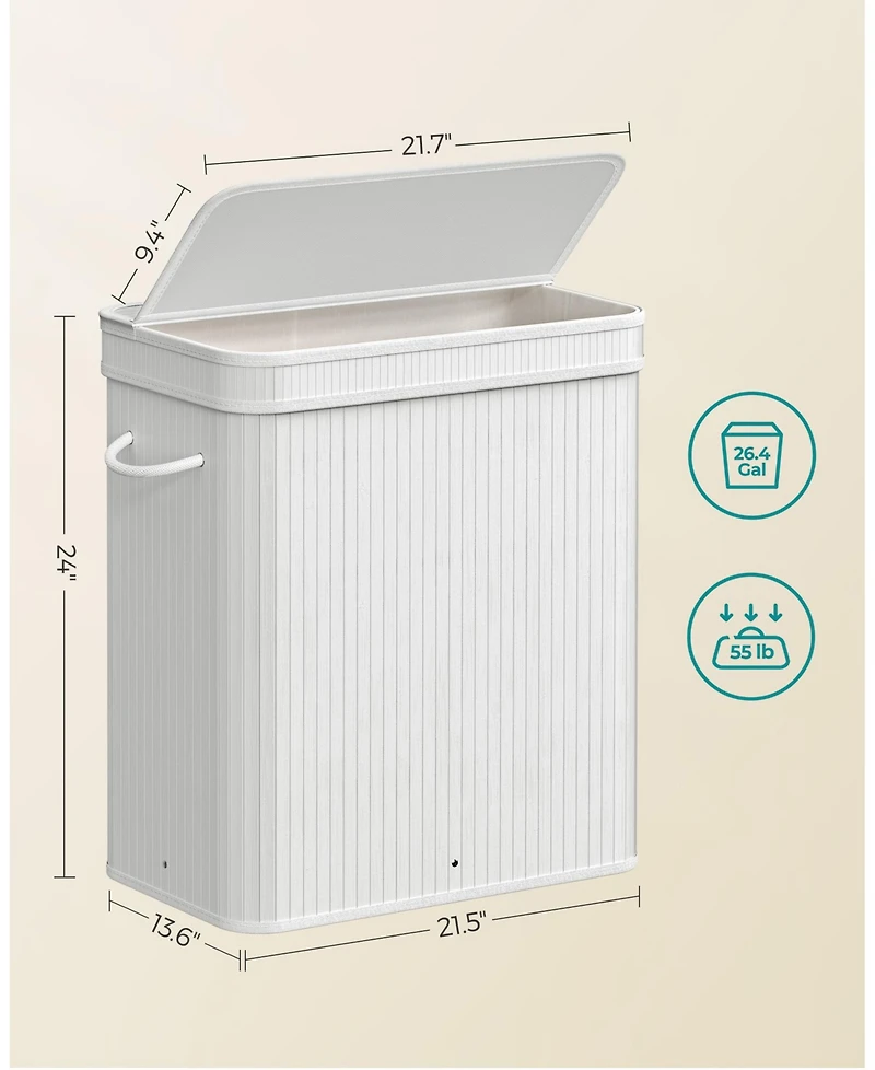 Songmics Home 26.5 Gallon Laundry Hamper with Lid and Handles, Dove Grey