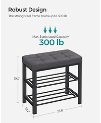 Songmics Home Modern Entryway Bench with cushion and Shoe Storage, Ideal for Living Room, Bedroom, Hallway, Dark Grey & Ink Black
