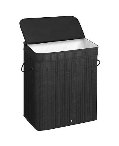 Songmics Home 26.5 Gallon Laundry Hamper with Lid and Handles, Dove Grey