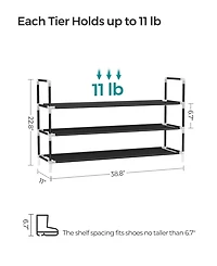 Songmics Home Modern 3 Tiered Shoe Rack for Closet and Entryway, Black