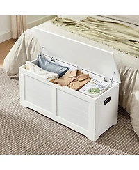 Songmics Home Farmhouse Style Storage Chest with 2 Safety Hinges, Ideal for Entryway, Bedroom, Living Room, Cloud White
