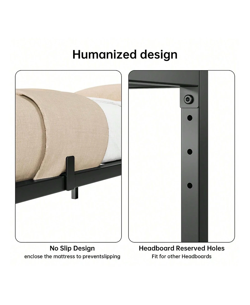 gaomon Inch Bed Frame, No Box Spring Needed, Heavy Duty Metal Platform Bed Frame For Bedroom, Easy Assembly