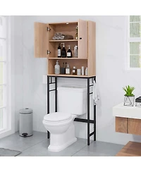 Costway Over The Toilet Storage Cabinet Free Standing Rack with Adjustable Shelf