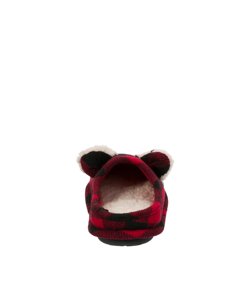 Dearfoams Kids Buffalo Check Lil Bear Clog Slipper