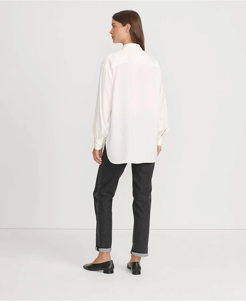 Lands' End Women's Long Sleeve Oversized Satin Buttondown Tunic