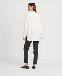 Lands' End Women's Long Sleeve Oversized Satin Buttondown Tunic