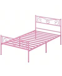 gaomon Metal Platform Bed Frame With Headboard And Footboard, Steel Slat Support And Mattress Foundation, No Box Spring Needed