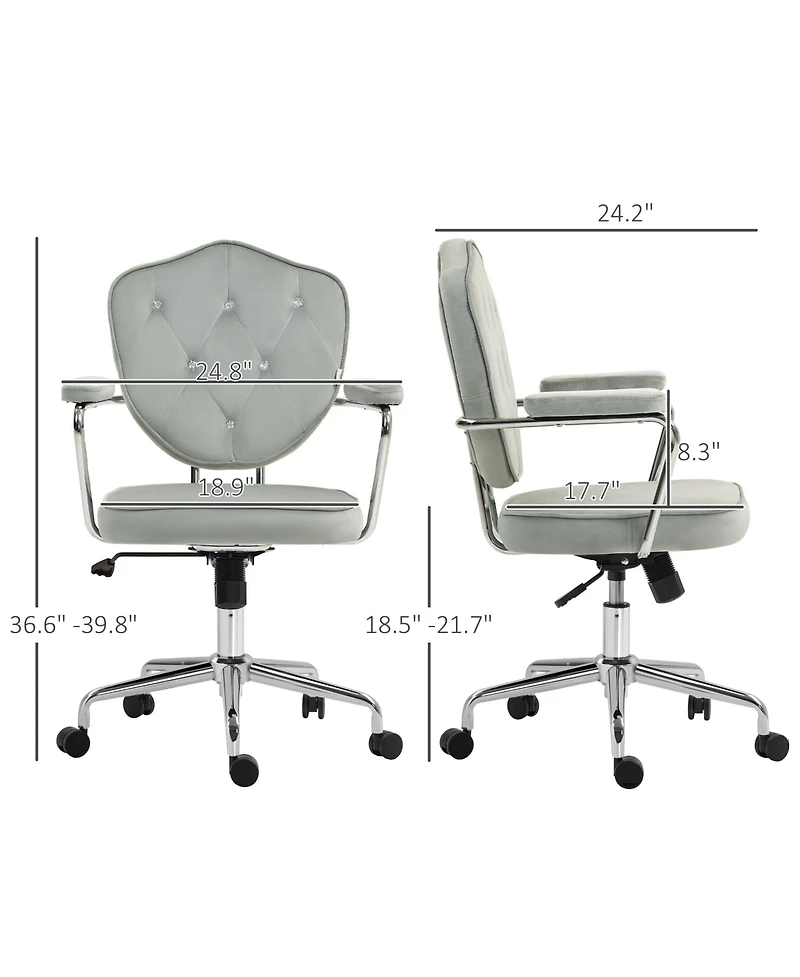 Homcom Cute Office Chair, Velvet-Feel Fabric Vanity Chair,