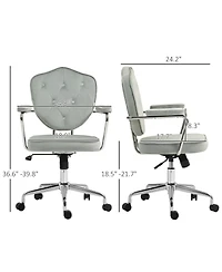 Homcom Cute Office Chair, Velvet-Feel Fabric Vanity Chair,