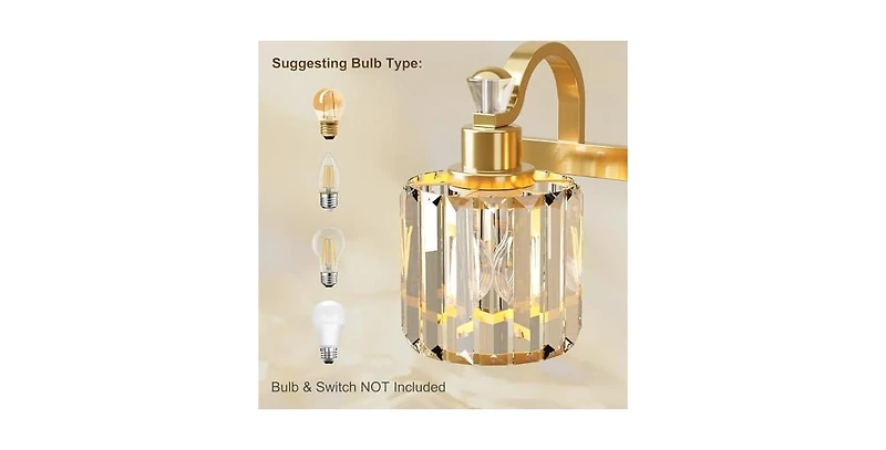 gaomon Crystal Gold Bathroom Vanity Light 5 Light Modern Bathroom Vanity Light Fixtures