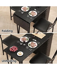 gaomon Dining Table Set for 2, Kitchen Bar Table and Chairs for 2, 3-Piece Kitchen Table Set with 2 Upholstered Chairs, Black