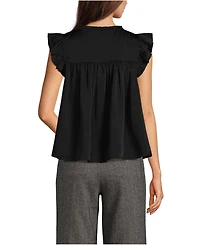 Lands' End Women's Split Neck Satin Ruffle Blouse