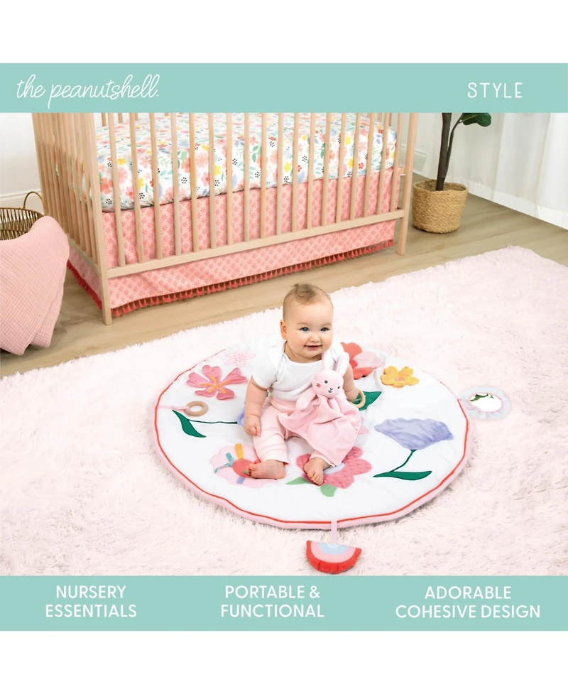 The Peanutshell Floral Crib Bedding, Tummy Time Mat & Security Blanket Set, 4-Piece Set