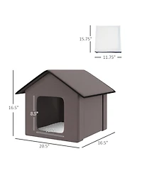 Pawhut Outdoor Heated Cat House, Warm Insulated Feral Cat Shelter Indoor