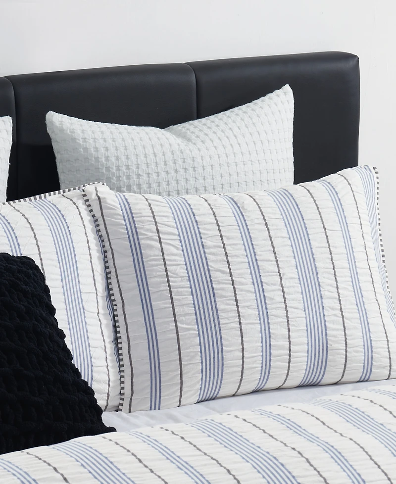 Dkny Seersucker Stripe 3 Piece Comforter Set, Full/Queen