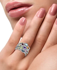 Effy Multi-Gemstone (1-1/3 ct. t.w.) Multi-Row Ring in Sterling Silver