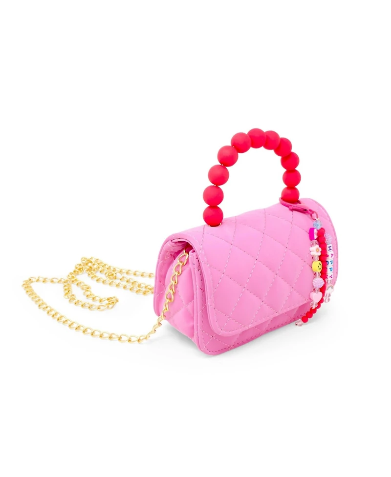Tiny Treats + Zomi Gems Girls Pearl Handle Message Charm Handbag, Hot Pink