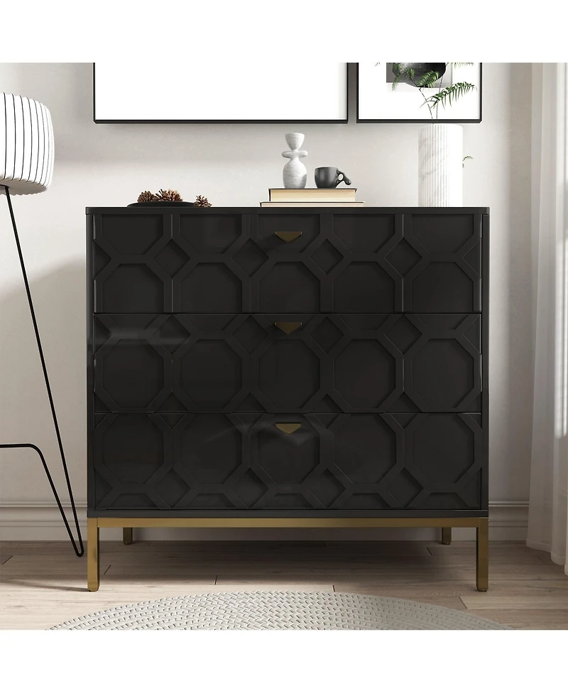Boyel Living Wooden 3-Drawer Storage Cabinet Table