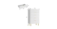 gaomon White Dresser, Modern 5 Drawer Dresser for Bedroom with Gold Handle and Large Drawer