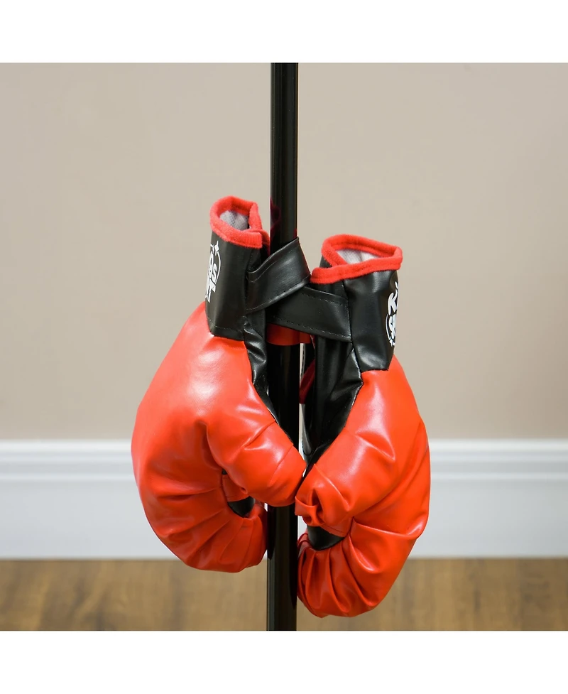 Qaba Kids Punching Bag with Sd & Boxing Gloves for Boys & Girls,