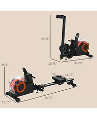 Soozier Foldable Water Rowing Machine with Wheels for Home Gym,