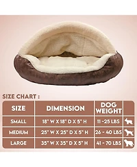Details Pet Cave Bed for Small Dogs Cats Deep Dish Calming Hooded Dog Bed Dome for Pets