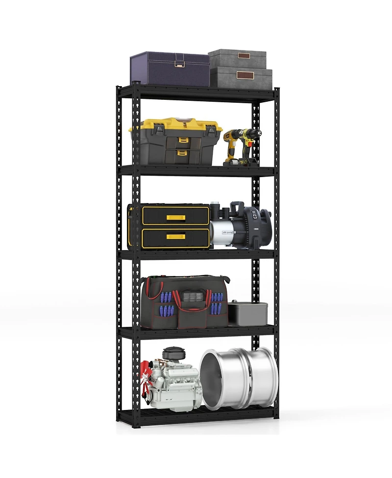 Sugift 5-Tier Metal Shelving Unit with Anti-slip Foot Pad Height Adjustable Shelves for Garage-s