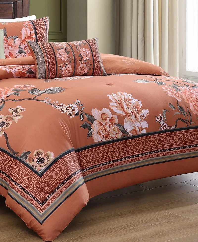 Bebejan Rossana Bedding 100% Cotton 5-Piece Queen Size Reversible Comforter Set