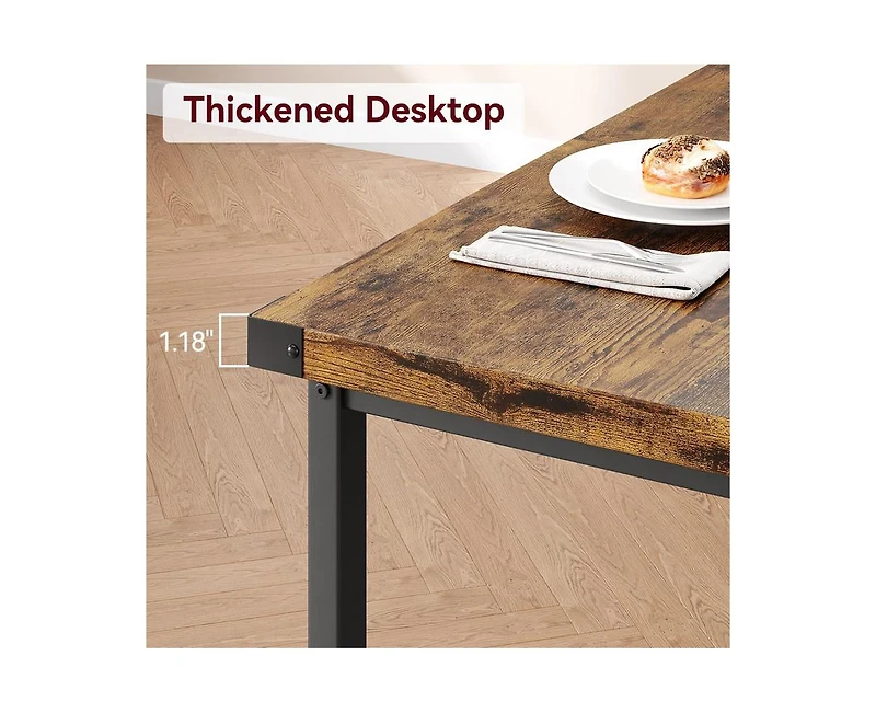 gaomon Dining Table Set for 4, Kitchen Table with 2 Metal Wood Benches, Rectangular Room Dining Table Set, 3 Piece Farmhouse Kitchen Table Set for Sma