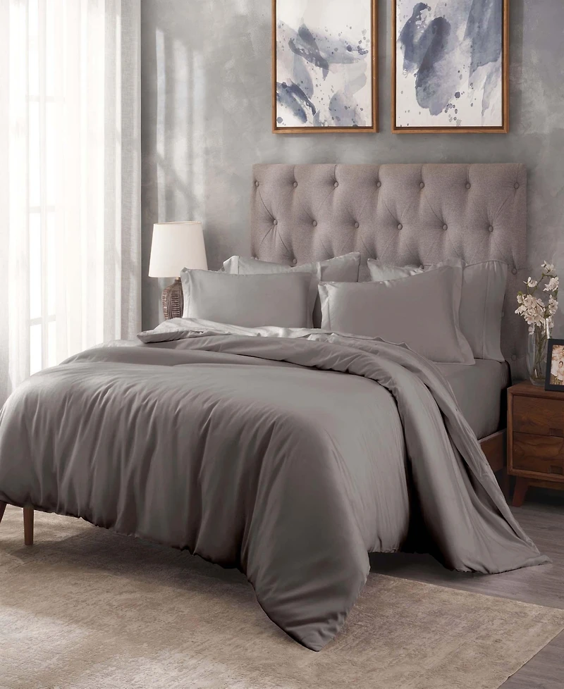 Superior Egyptian Cotton 400 Thread Count Solid Luxury Duvet Cover Set, Full/Queen