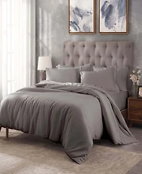 Superior Egyptian Cotton 400 Thread Count Solid Luxury Duvet Cover Set, Full/Queen