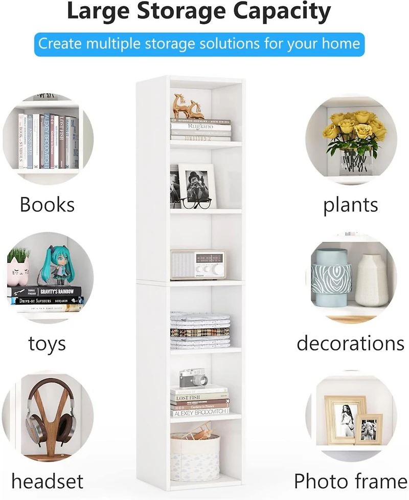 Tribesigns 70.9 Inch Tall Narrow Bookcase with Storage, 6 Tier Cube Display Shelves for Home Office