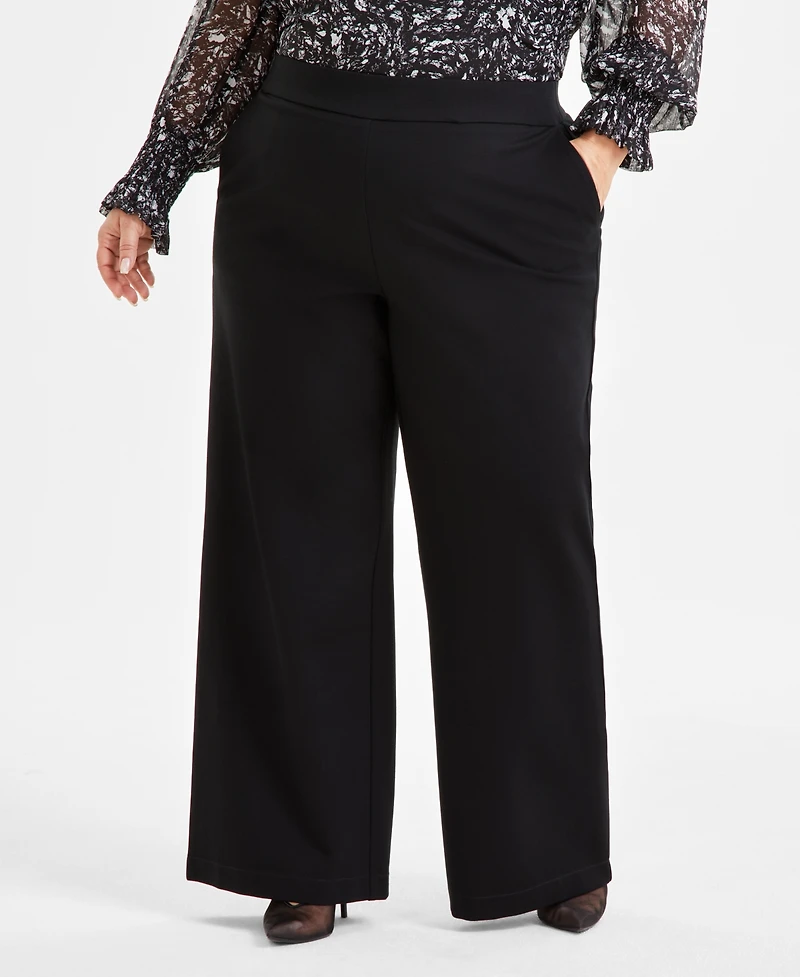 I.n.c. International Concepts Plus Wide-Leg Ponte-Knit Pants, Created for Macy's