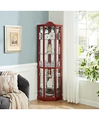 Elegant Glass Display Cabinet – Lighted Corner Curio for Living Room, Dining or Entryway
