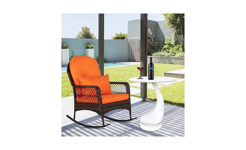 Slickblue Brown Gradient Latte Woven Single Rocking Chair - Stylish and Comfortable Design