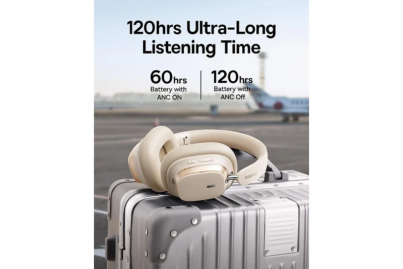 Baseus Wireless Headphones Noise Cancelling Over-Ear Bluetooth H1s, White