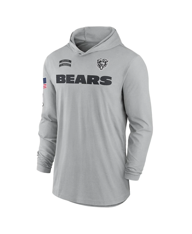 Nike Men's Gray Chicago Bears 2024 Salute to Service Lightweight Performance Long Sleeve Hooded T-Shirt