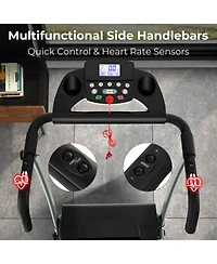 Hongge Folding Treadmill with 12 Preset Programs and Lcd Display-White