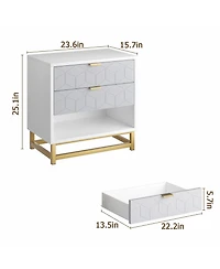 White 3 Drawer Dresser for Bedroom, Modern Dressers & Chests of Drawers, Wood Dresser Chest Organizer with Metal Legs