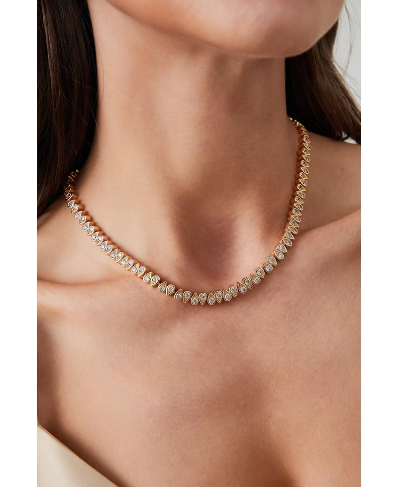 Cubic Zirconia Teardrop Tennis Choker Necklace