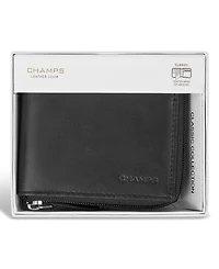 Champs Men's Classic Collection Leather Zip-Around Wallet