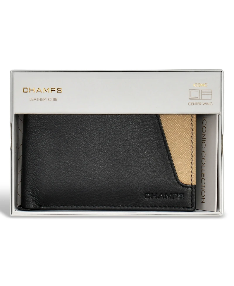 Champs Men's Iconic Collection Leather Center Wing Wallet
