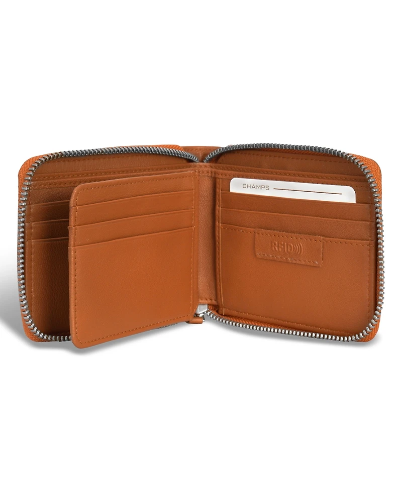 Champs Men's Denim Collection Leather Zip Around Wallet