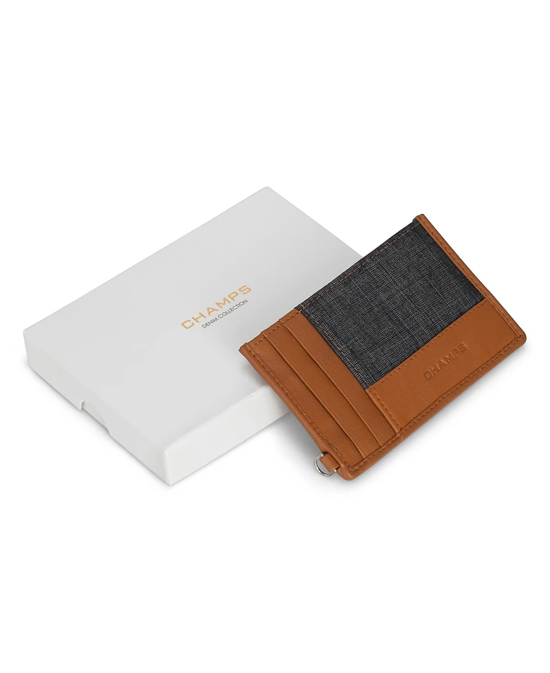 Champs Men's Denim Collection Leather Slim Cardholder